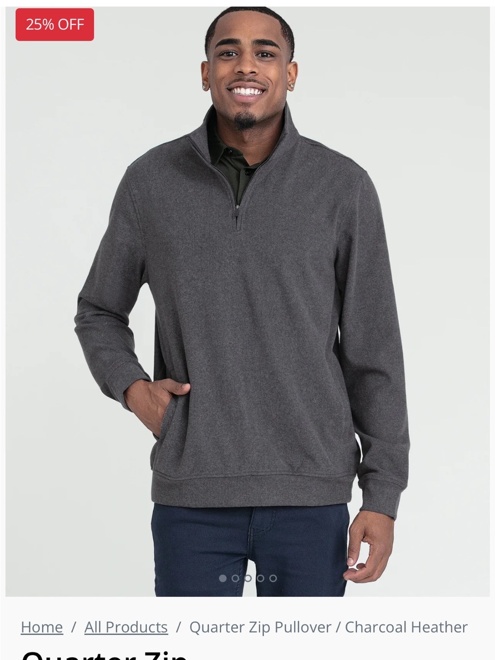 Men's Charcoal Heather Quarter-Zip Pullover Sweater